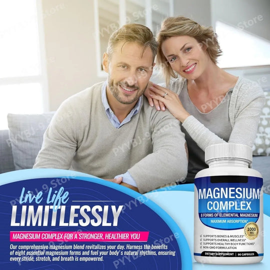Full Spectrum Magnesium Blend 1000Mg Featuring 8 Essential Types for Body Function Balance, Active Lifestyle Support 90 Capsules