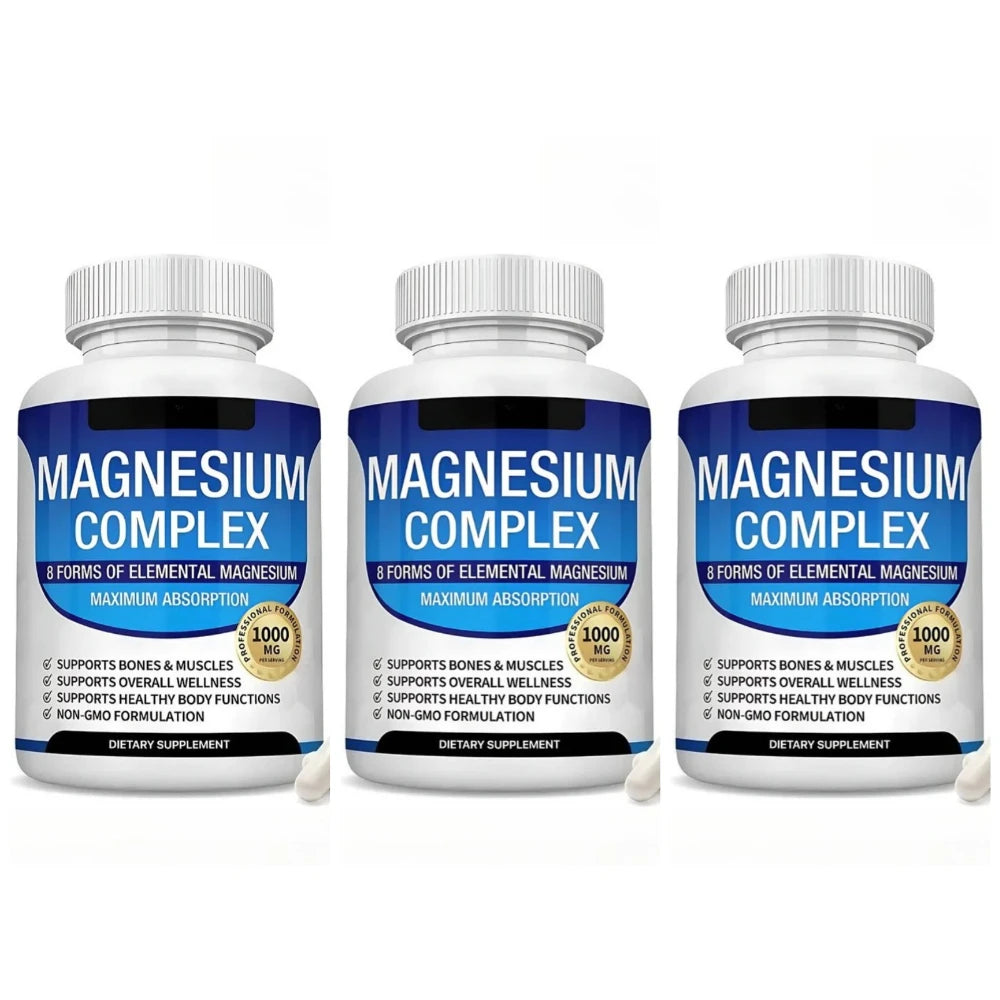 Full Spectrum Magnesium Blend 1000Mg Featuring 8 Essential Types for Body Function Balance, Active Lifestyle Support 90 Capsules