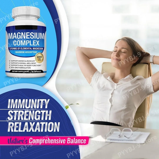 Full Spectrum Magnesium Blend 1000Mg Featuring 8 Essential Types for Body Function Balance, Active Lifestyle Support 90 Capsules