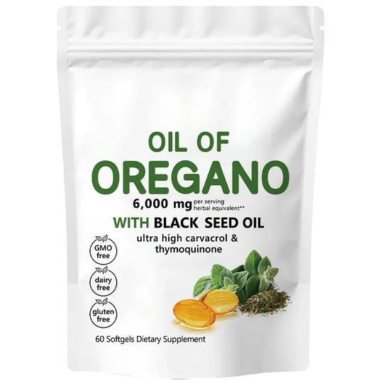 Oil of Oregano Softgels 2 in 1 6000Mg Oregano Oil Supplement Capsules with Black Seed Oil 200Mg Boost Immunity