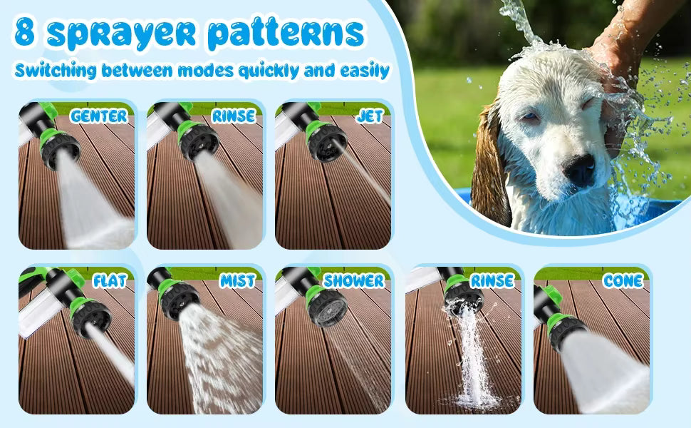 Dog Shower Sprayer 8 in 1 Pet Bath Cleaning Cat Dog Shower Gun High-Pressure Hose Nozzle Foam Garden Car Animal Dog Wash Tool